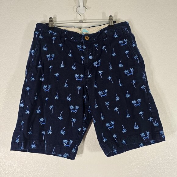 Tommy Bahama Other - Tommy Bahama Palm Tree Bermuda Shorts Men Size 32 Blue Flat Front Resortwear
